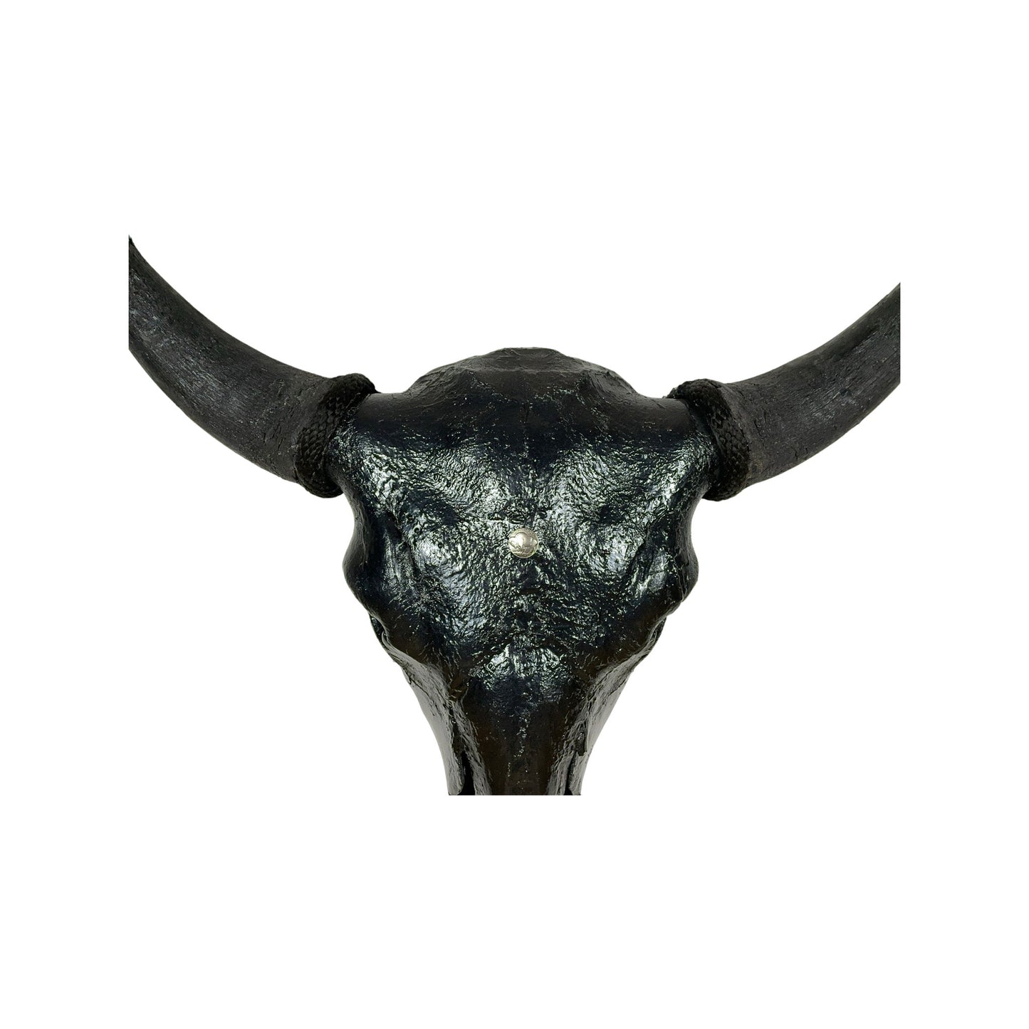 A Home Decor Taxidermy Bison Black Hammered Finish Painted Skull of Grade Respectable