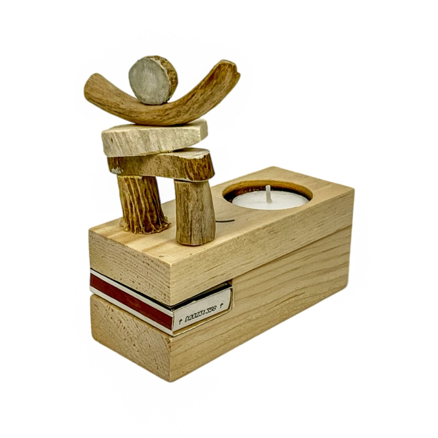 An Inukshuk with Candle Home Decor made from Deer antlers