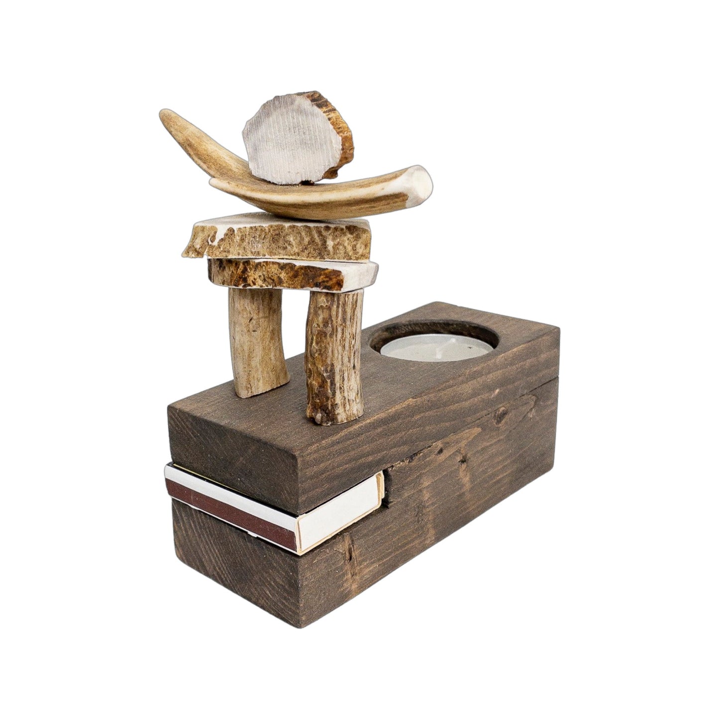 An Inukshuk with Candle Home Decor made from Deer antlers