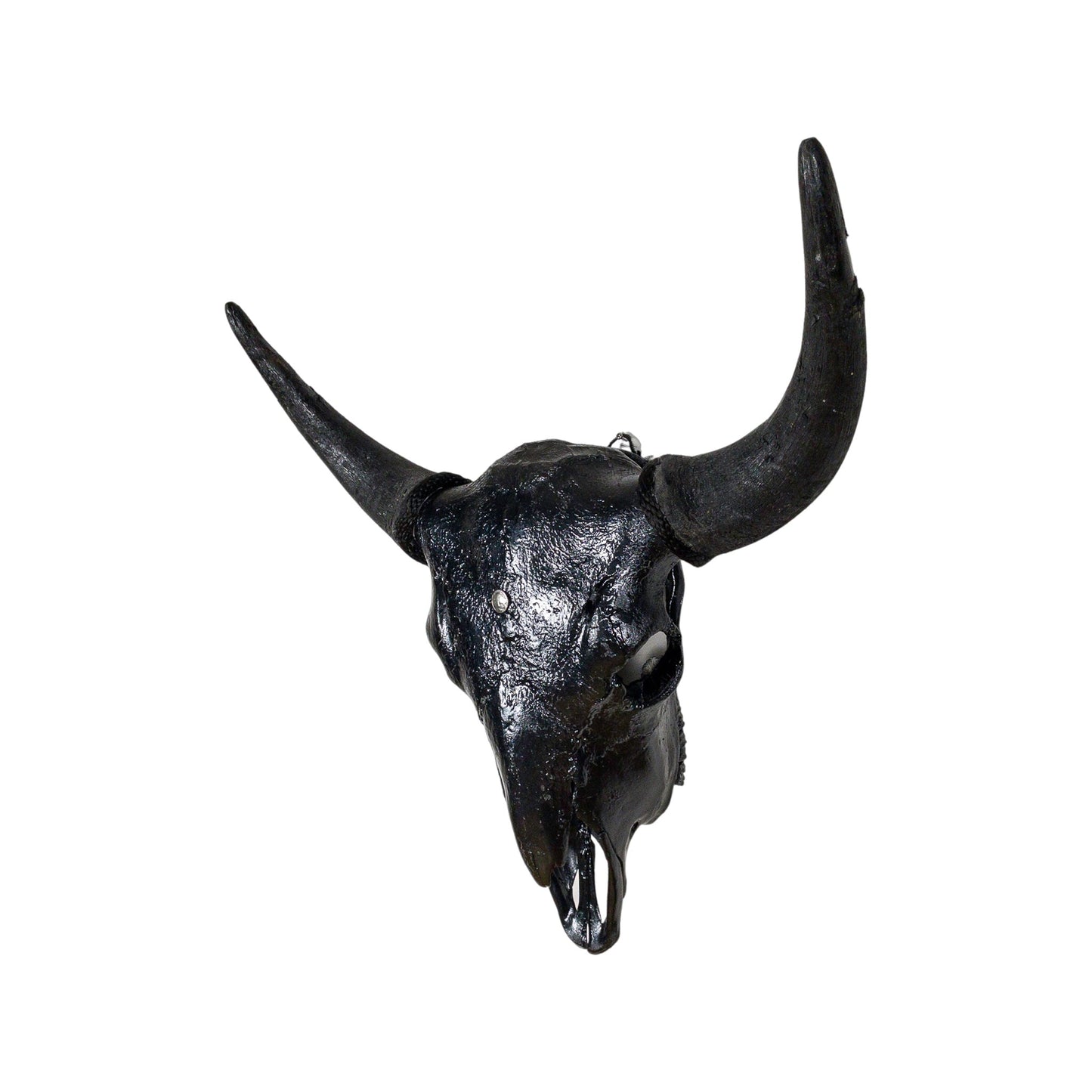 A Home Decor Taxidermy Bison Black Hammered Finish Painted Skull of Grade Respectable